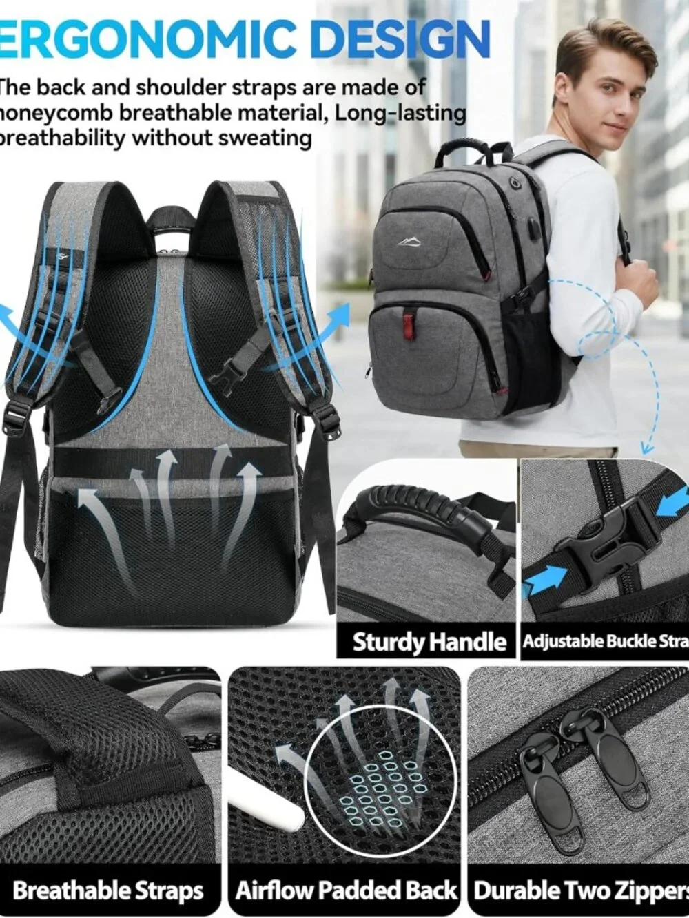 Extra Large Anti-Theft Travel Backpack for 18.4